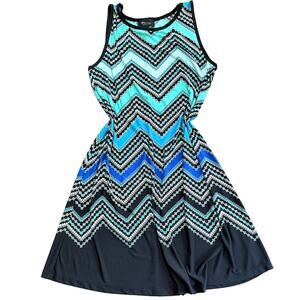 Chevron sleeveless dress shift pullover women medium business retro zigzag